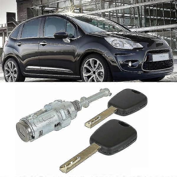Citroen c2 c3 2002-2010 vänster framdörr låscylinder med 2 nycklar [DB]