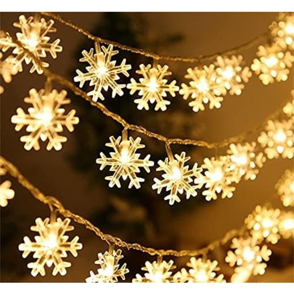 Light Garland, Snowflake Light Garland, 6M 40 LED julelys indendørs og udendørs, til hjemmefestdekoration, julekrans