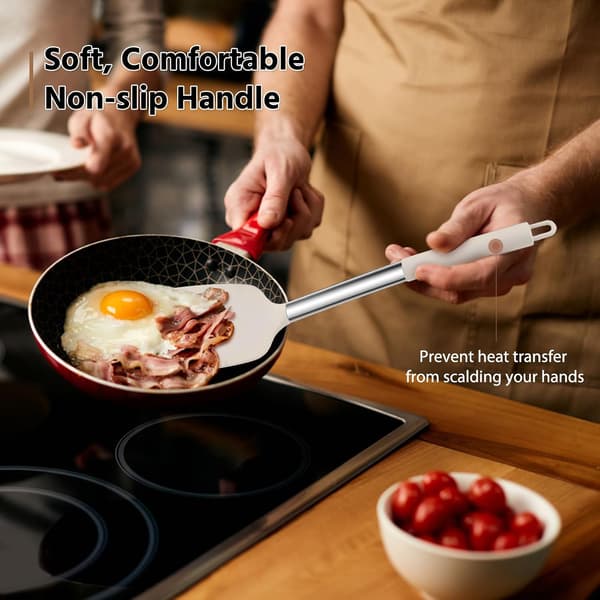 Silicone Spatula Set with 2 Solid & Slotted Spatulas for Nonstick Cookware, Heat Resistant Rubber Kitchen Utensils for Turning Fish, Pancakes, and Eggs