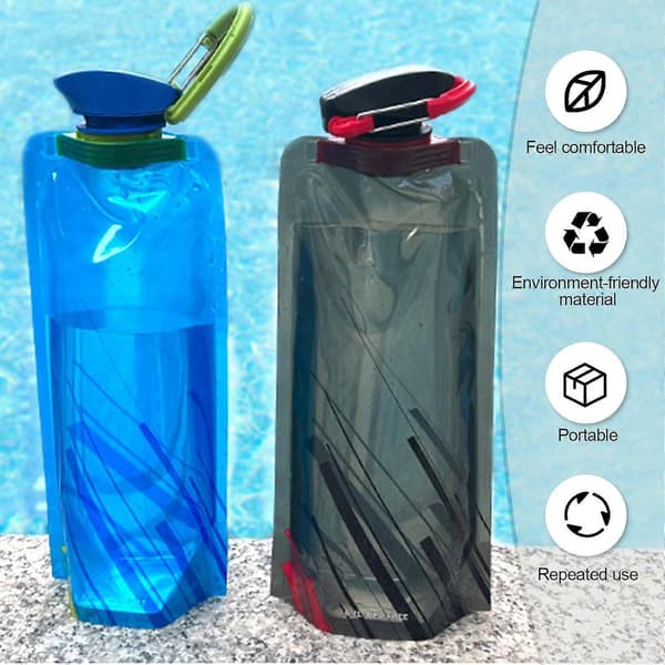 700ml Large Foldable Water Bottle Fully Collapsible Storage Bottle, Portable Water Bottle for Running Cycling Outdoors, 3-pack