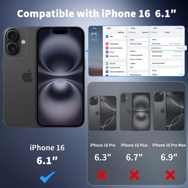 Magnetisk etui til iPhone 16 (6,1 tommer) - MagSafe-kompatibel, tynd og elegant, anti-fingeraftryk, (Sort)