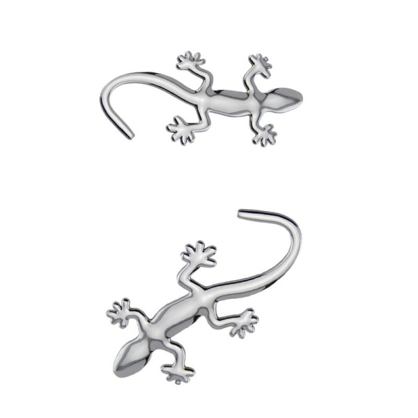 3D Metall Gecko Logobadge Bil Emblem Dekal Fast Bil Badge Dekal för Bil Dekorativa Tillbehör Styling Universal 2st (Silver)