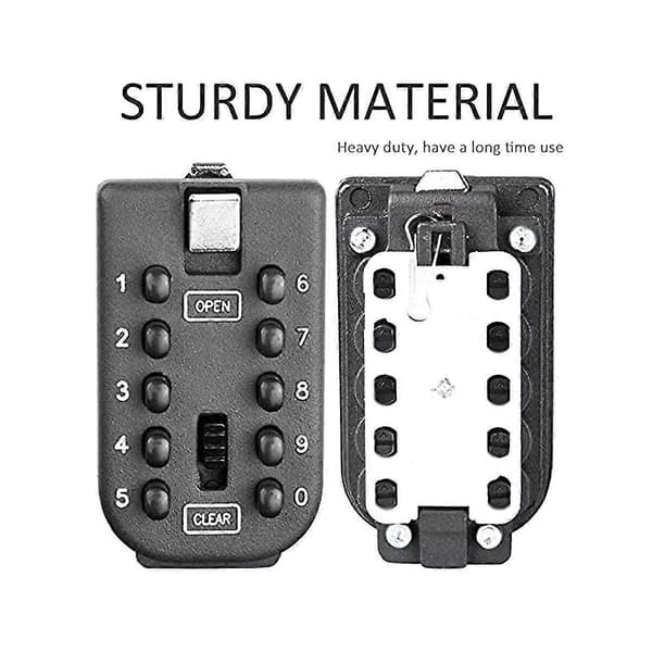 Outdoor Wall Mount Key Lock Box, Key Storage Box, 10-Digit Push Button Combination Lock Box