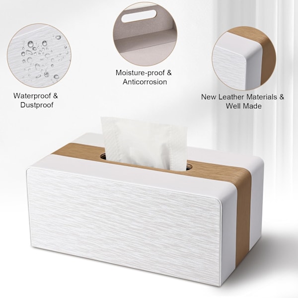 Servettlådeöverdrag, Nya Kleenex-lådeöverdrag Rektangulär Servetthållare för Hem/Kontor/Bil Dekoration Vit