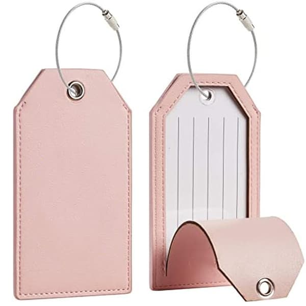 6,5*11,5 cm, (Rosa), 2-pak TravelMore Polyuretan Kuffertmærker -