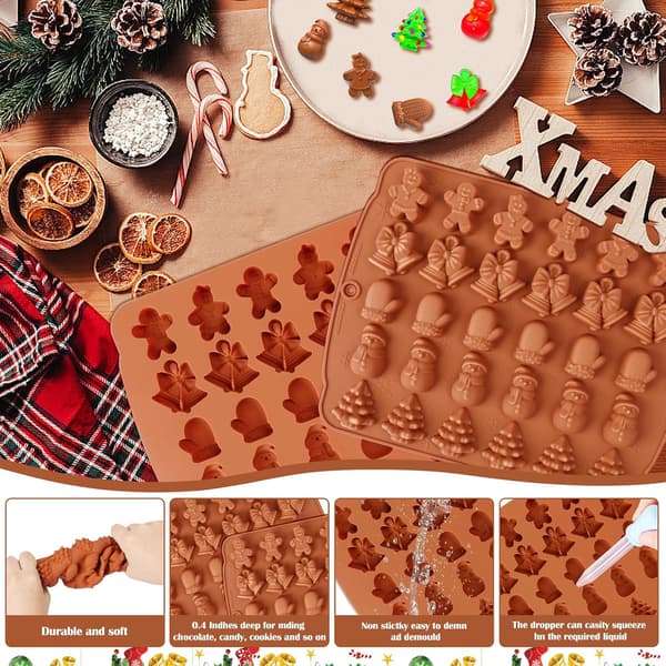 Jule sjokoladeform, 2 stk, silikonform, jul, godteform, silikon, 3D silikonformer, baking, jul, godteformer, silikonformer