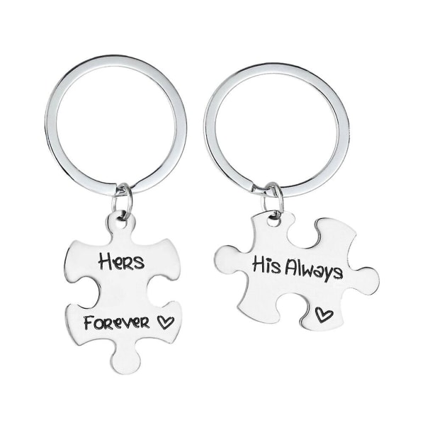 2 Pcs/set Rings Couples Valentines Day Keychain Anniversary Gift Love Keychain Couples Puzzle Piece