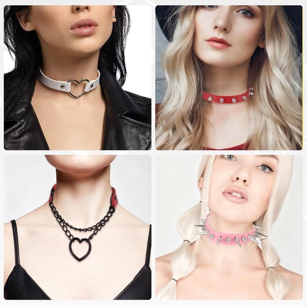 Spiked Chokers Rosa Pink