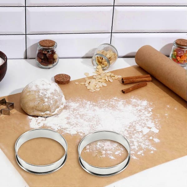 6 stk. bageforme til runde kager, muffinforme i rustfrit stål, metalforme dobbeltvalset