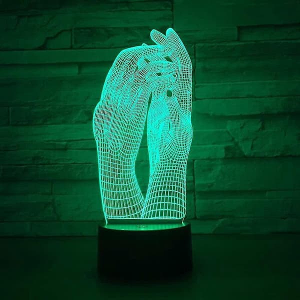 Children's Night Light - 3D Love Both Hands LED Night Light with USB Touch Base, Table Lamp Decoration