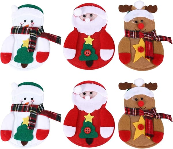 6 pcs Christmas Table Placement Card Cutlery Holder Pockets Knives