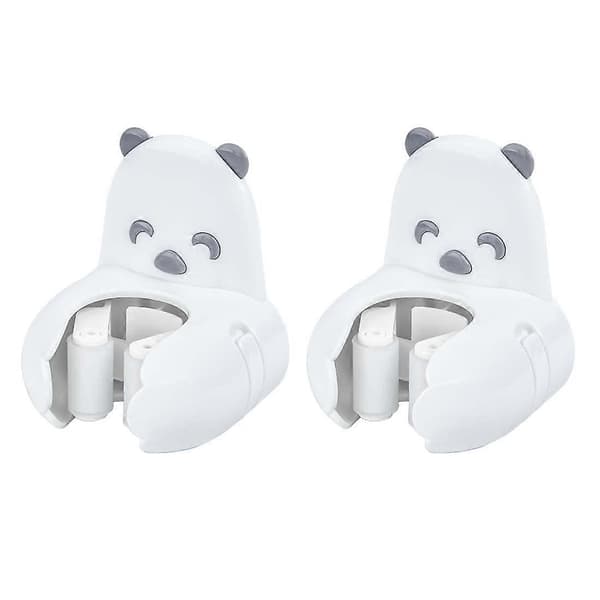 Mopping and Broom Holder, Self-Adhesive, No Drilling, Wall Mounted, Mini Bear Shape (White, 2)