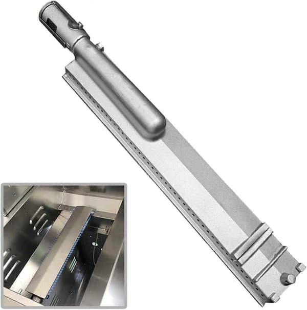 304 rustfritt stål grillbrenner, 40,6 cm lengde, jevn varmefordeling for støpejernsgriller (støpeovn) støpeovn