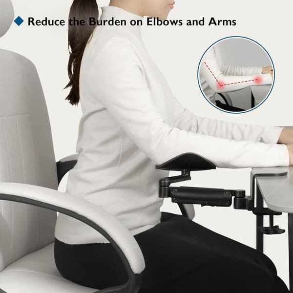 Ergonomisk armstøtte, leddelt underarmsstøtte, roterende håndledsstøtte