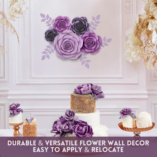 Store 3D-papirblomster dekorasjon vegger, bryllup, utdrikningslag,
