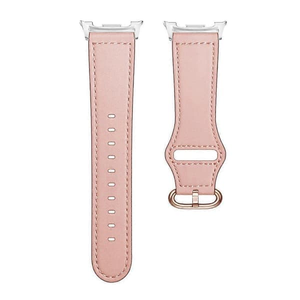 TKdaddy Ægte læderrem til Samsung Galaxy Watch8 44mm / 40mm med klassisk spænde justerbar urrem pink (LGL)