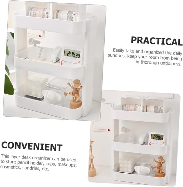 3-lags bordmakeup-organisator 3-lags stativ ABS-material udførelse glat overflade organisering