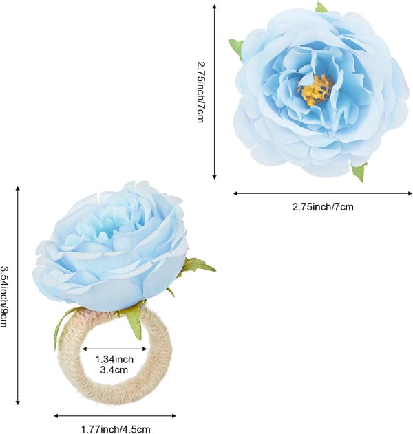Blomster Servietringe Sæt, 6 Stykker Håndlavede Roseblomst Servietringe, Spisebordsdekorationer, Servietsspænde