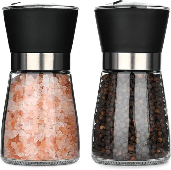 Pepper and Salt Grinders, 2-piece Spice Grinder Set, Pepper Grinder & Salt Grinder with Adjustable Ceramic Grinder, Perfect for Pepper Grinders
