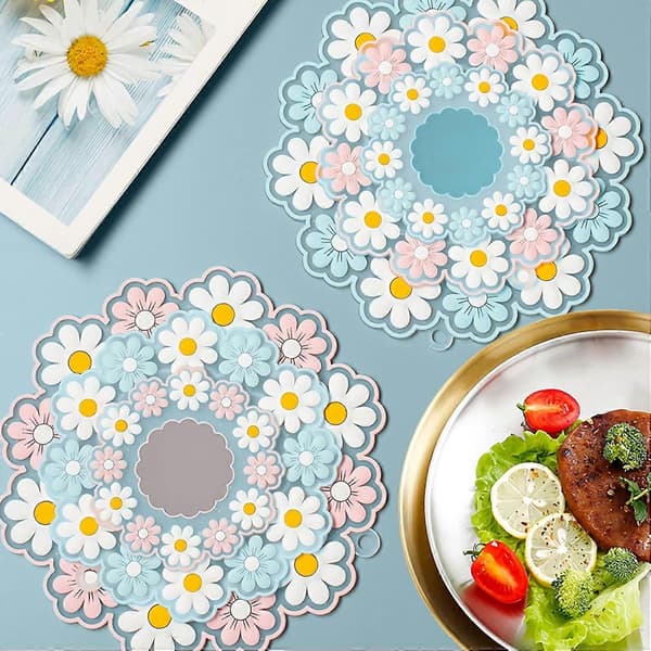 Sett med 1 Søte Daisy Silikonunderlag Drikke Kopp Matte Varmeisolering Ta