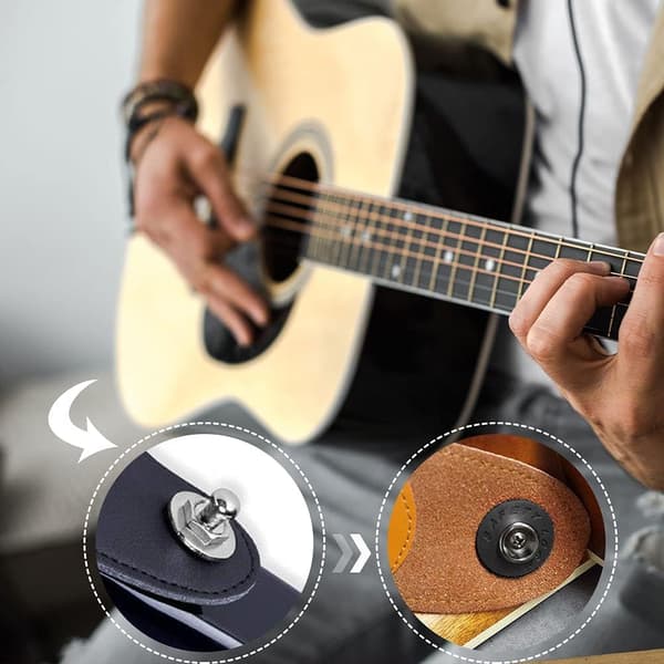 4 stk Gitarreim stropplås, Elektrisk gitar rundt hode sikkerhetslås stropp, Gitartilbehør, Sølv sølv 4 silver 4