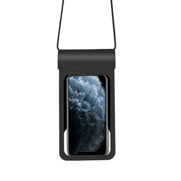 Ekstra stor 11,3 ×× 24 cm sort, vandtæt mobiltelefon taske til sommer