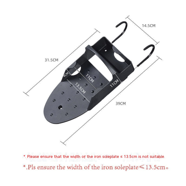 Strykebrett Henger Veggmontert Elektrisk Strykejern Holder Strykebrett Stativ Husholdning Bad Hylle - Svart