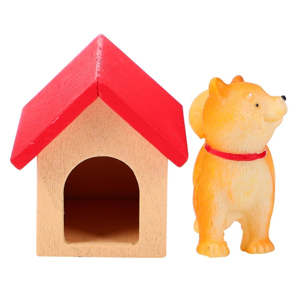 Miniatyr scen Simulering Hundkoja Tillbehör Akita Hund Modell Dekoration För Doll House Micro World Red 5X4CM