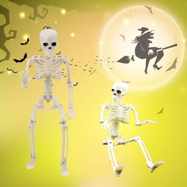 Small Skeleton Decorations Life-Size Full Body Bendable Joints Skeleton 15'' Skeleton Resin 2-pack