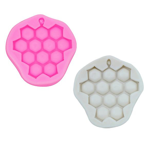 2 kpl Silikoninen Hunajakenno Muotti Kakun Koristeluun DIY Leivontavälineet Kupukakku Jälkiruoka Suklaa Fondant Muotti (Vaaleanpunainen Ja Harmaa)2kpl 2pcs