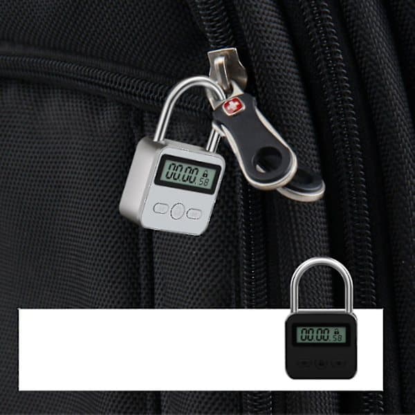 Metall Timer Lås LCD Tid 99 Timer Maks Timing USB Timer Hengelås, Svart-CE