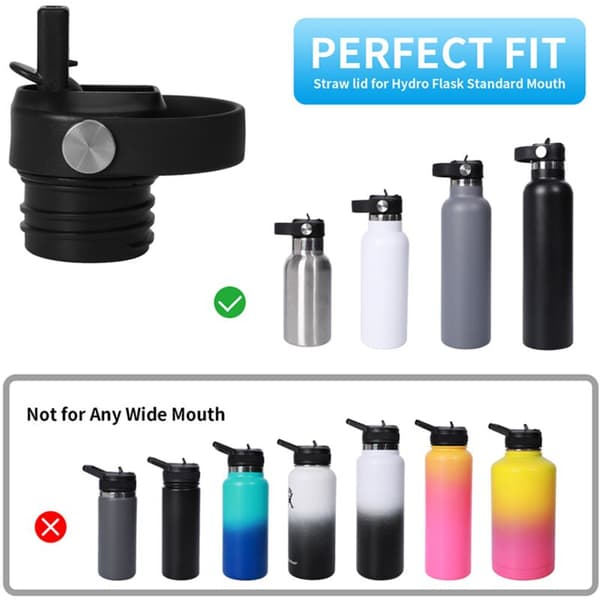 2X Flexible Handle Straw Lid for Hydro Flask 18 21 24 Oz, A Simple and Modern Replacement Lid for Most Bottles
