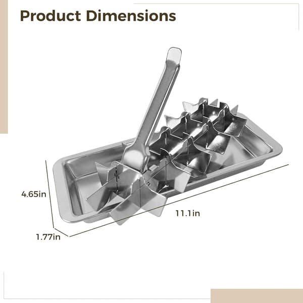 Stainless Steel Ice Cube Tray with Easy Ice Removal Design; Includes a Removable Divider with Handle.