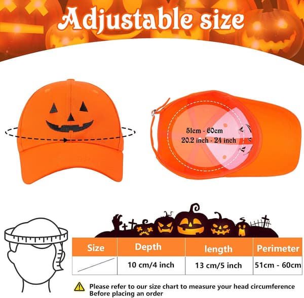 2 stk Halloween gresskarhatt brodert justerbar | Svart One Size Black, Orange One Size