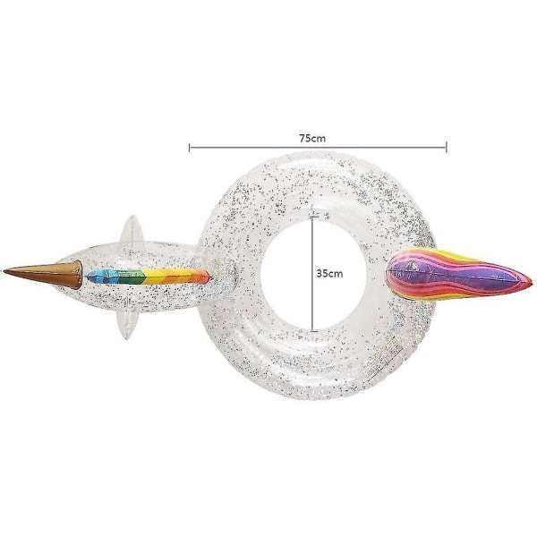 Oppustelig Unicorn Bade Ring, Børns Oppustelige Pool Strand Flåde Luftmadras Transparent Bade Ring Unicorn Flyde