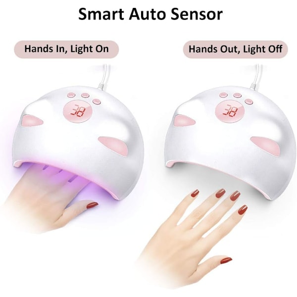LED UV-nagellampa för gellack  Auto-avkännande digital display, snabb nageltorkningshärdningslampa
