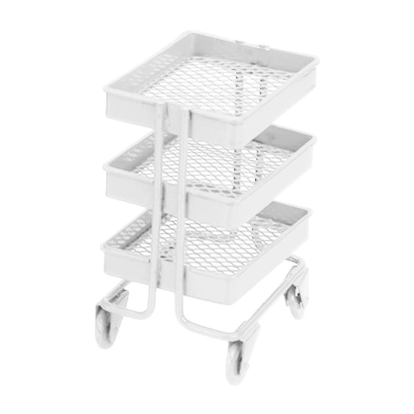 Simulert Mini Handlevogn Oppbevaringsvogn Pynt For Minihus Bevegelig Vogn Oppbevaringsstativ Modell Hvit 7.5 White 7.5X5.2X4CM