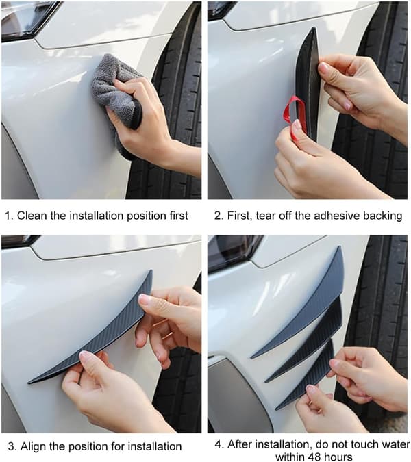 Universal Bumper Guards, 6 st Universal Car Front Bumper Lip Splitters, Universal Anti-Scratch Adhesive Strips, Rubber Flanges for Car