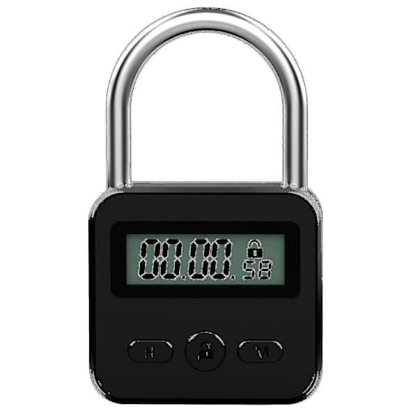 Metall Timer Lås LCD Tid 99 Timmar Max Timing USB Timer Hänglås, Svart-CE