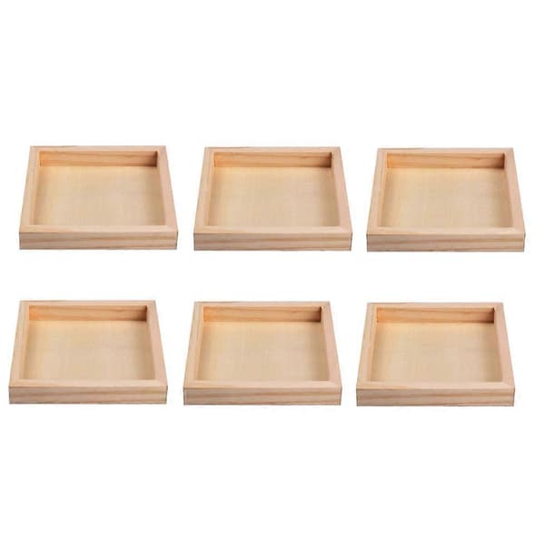 Träbrickor Set om 6 st Beige Rektangulära Brickor Designade för Pusselmontering och Organisation