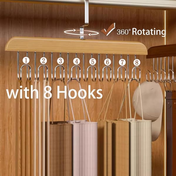 Multifunctional Non-Slip Storage Hangers, Non-Slip Multi-Hook Clothes Hanger, 360° Rotating Multi-Function Hanger with 8 Hooks - Retro Color