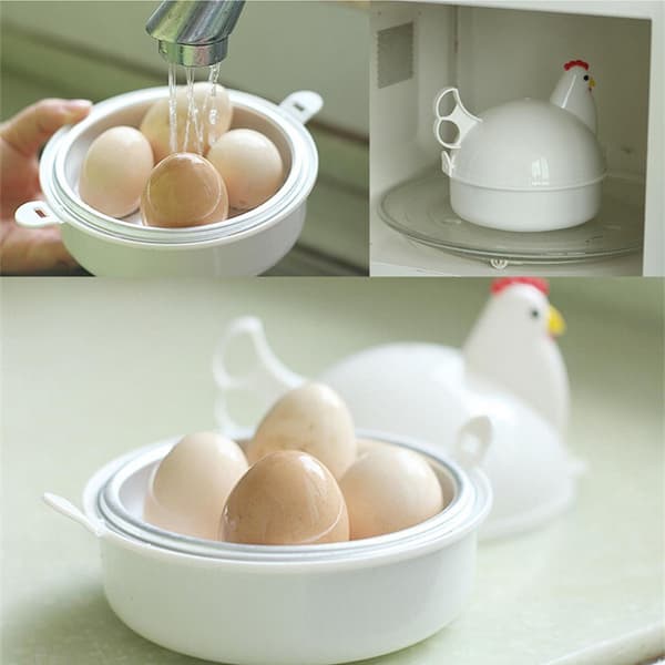 Eggkoker - Mikrobølgeovn Eggkoker, Kyllingformet Rask Eggkoker, Mikrobølgeovn Eggkoker, Kyllingformede Egg Eggkopper Mikrobølgeovn