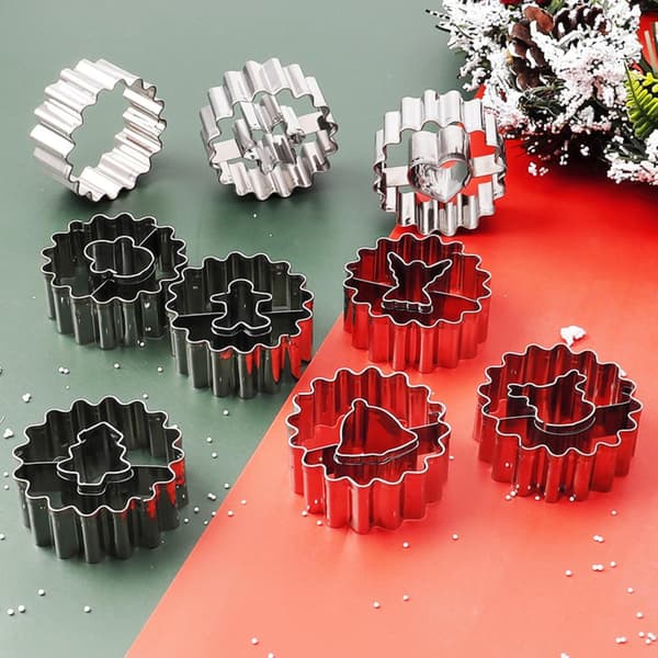 9-delt Mini Julekakeformer Sett, Kakeformer, Rustfritt Stål Utstikkere Kakeformer for Fest Baking DIY
