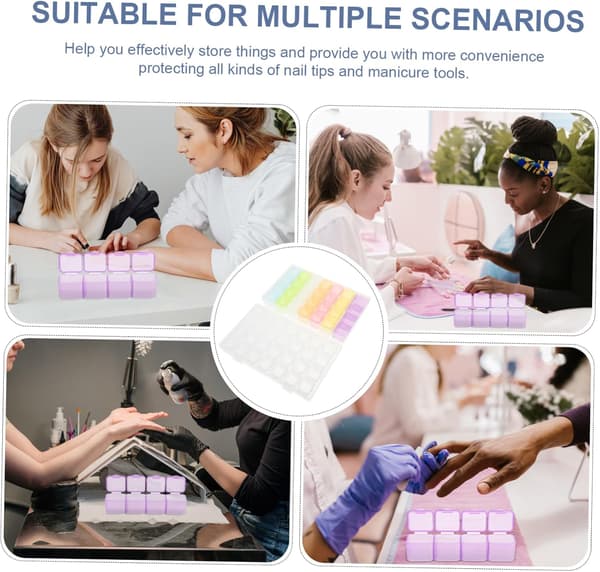 2 sæt Mini Nail Art Opbevaringsboks Rhinestone og Diamant Organizer Bakke