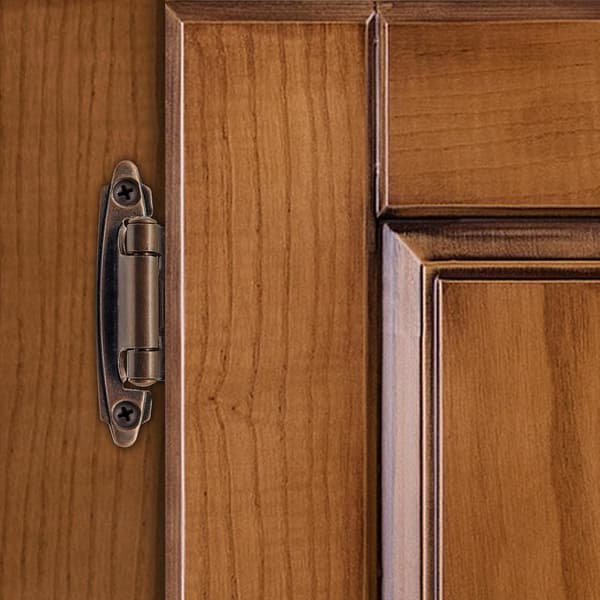 Kitchen Cabinet Hinges Bronze, (10 Pairs/20 Pcs) 1/2 Inch Variable Overlay Self-Closing Surface Mounted Cabinet Door Hinges Hardware for Kitchen Cabinets