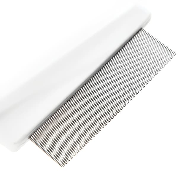 wxsp 1 Piece Flea Comb Pet Comb Stainless Steel Closed Teeth Cat Comb Dog Comb White