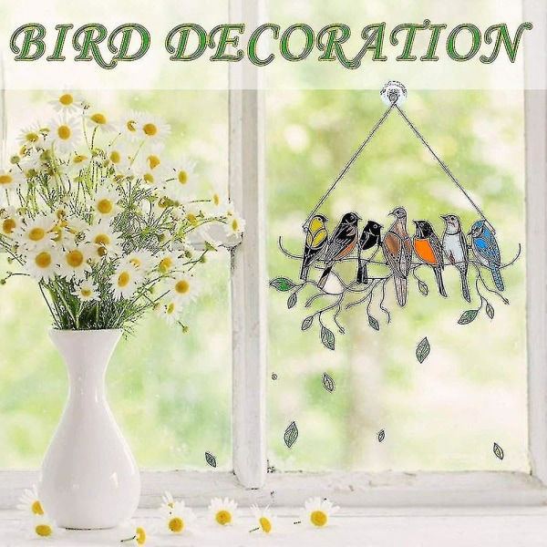 Fargerik fugl på ledning Akryl Suncatcher hage vindu hengende dekor