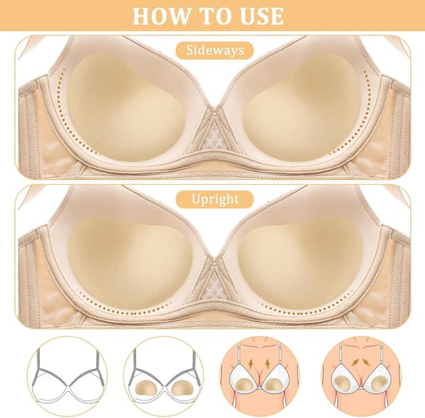 2 par BH-indlæg Push up, klæbrige usynlige brystløft-puder, til kvinders badedragter bikini kjole (nude, sort)