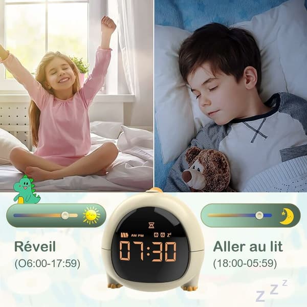 LED-lysur til børn, USB-opladelig vækkeur, multifunktionel justerbar natlampe nedtælling til piger drenge (blå)