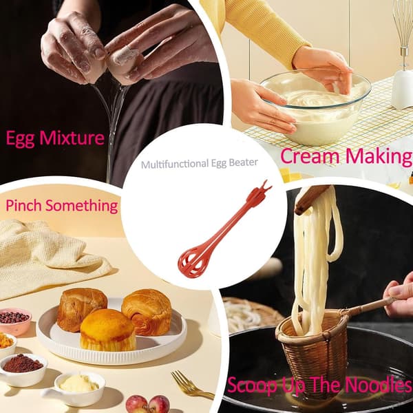 Multifunksjonell eggvisp, 2-i-1 eggvisp og mattang for matlaging, baking, blanding, griping – Perfekt for egg, nudler, brød, røre og mer!